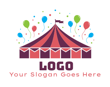 entertainment logo circus tent with balloons