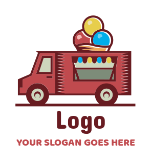 food truck with ice creams on top logo sample