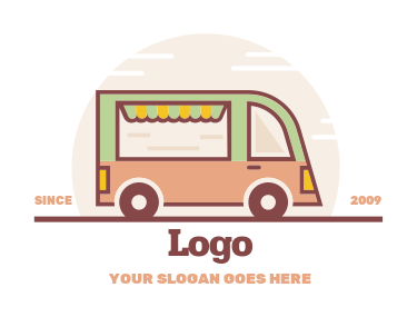 green and beige food truck logo template