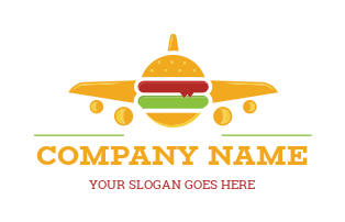 food logo airplane with hamburger as cockpit