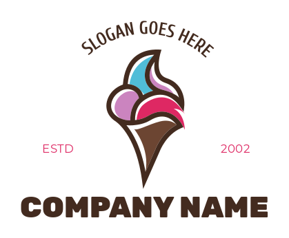 restaurant logo line art ice cream in cone