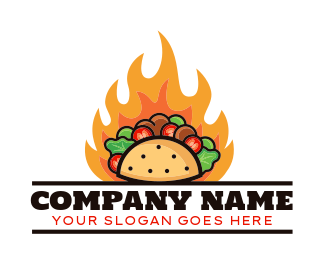 Mexican restaurant logo image taco on fire
