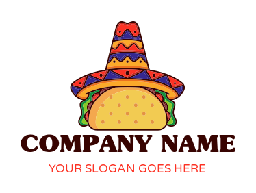 restaurant logo Mexican sombrero on taco