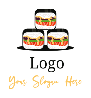 stacked sushi rolls on a plate logo editor