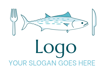 tuna with fork and knife for seafood restaurant logo sample