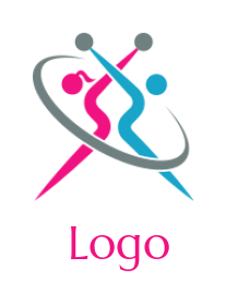 make a fitness logo abstract acrobat fitness man and woman 