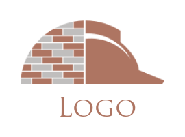 construction logo bricks with hat construction