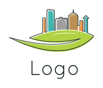 generate a real estate logo buildings on leaf