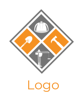 design a construction logo construction tools in rhombus shape 