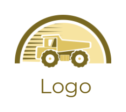 make a construction logo construction truck in half shade semi circle