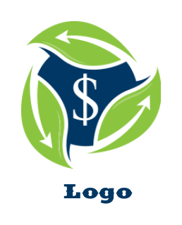 Make an accounting logo dollar icon with leaves