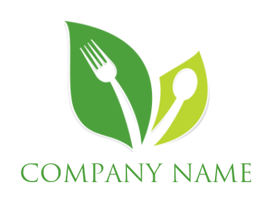 design a restaurant logo fork & spoon in leaves