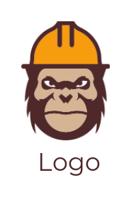 animal logo gorilla face with construction hat