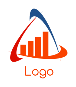 Accounting logo graph bars in triangle swooshes