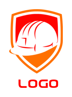 handyman logo negative space helmet in shield