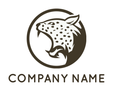 animal logo icon roaring cheetah in circle