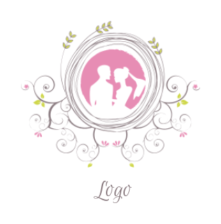 dating logo wedding couple in circle ornamental