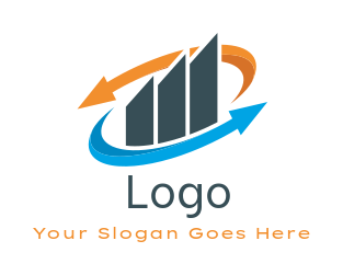 marketing logo abstract arrow with financial bar