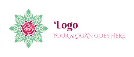 beauty logo icon abstract rose with leaves