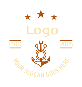 logistics logo anchor with ship wheel and stars