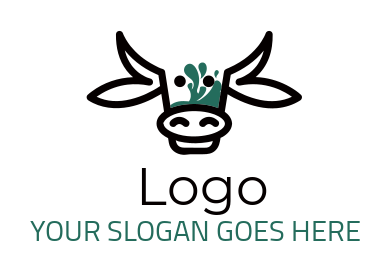 animal logo cow face with milk splash