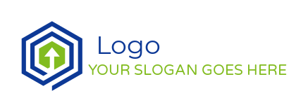 marketing logo illustration arrows inside hexagon - logodesign.net