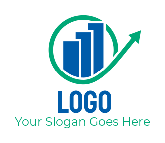 make an investment logo bars & arrows in graph circle 
