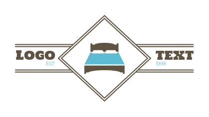 hotel logo template bed in square