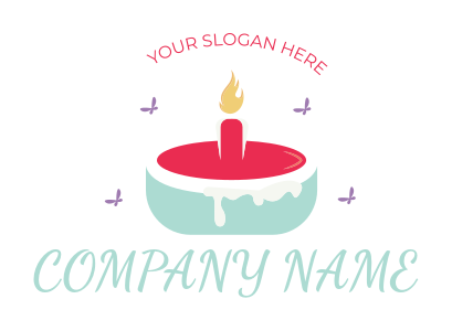 food logo symbol candle with flame on cupcake