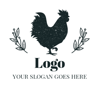 restaurant logo icon chicken in grunge effect