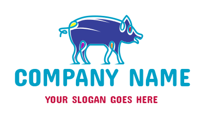 animal farm logo template colorful line art pig
