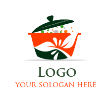 cooking pot with leaves lid raised logo sample
