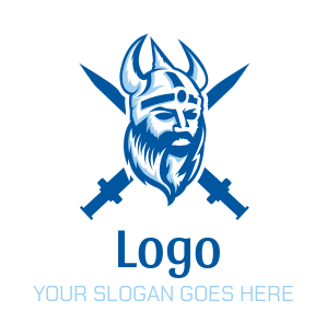  criss cross swords with viking and horns helmets logo idea