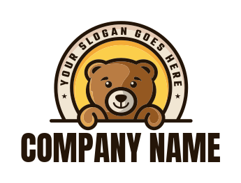 childcare logo cute bear in circular lines