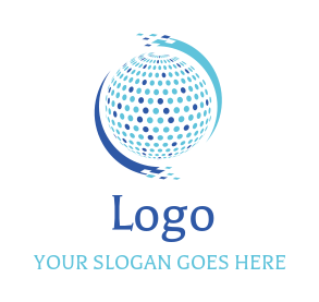IT logo of digital globe with pixels swooshes