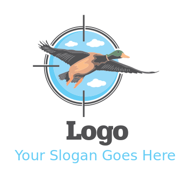 hunting logo maker duck flying in target