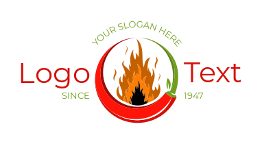 make a restaurant logo flaming red chili