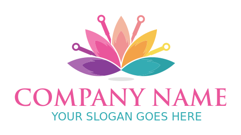 spa logo template colorful flowers and needles