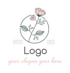 flower stem with leaves in circle logo creator 