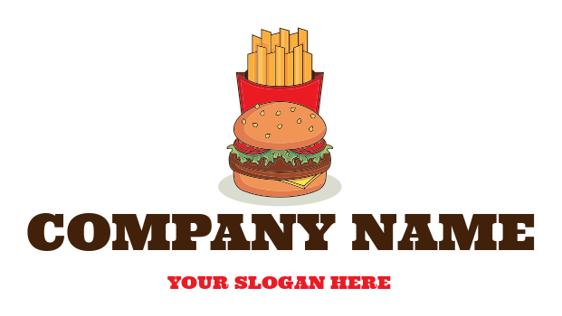 restaurant logo image fries with burger in front