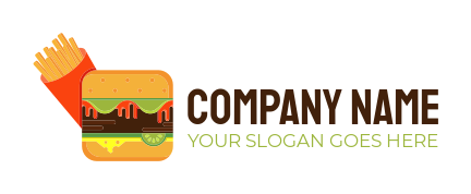restaurant logo fries with square hamburger