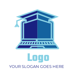 education logo graduation hat on laptop
