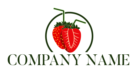food logo maker strawberry slices with straws