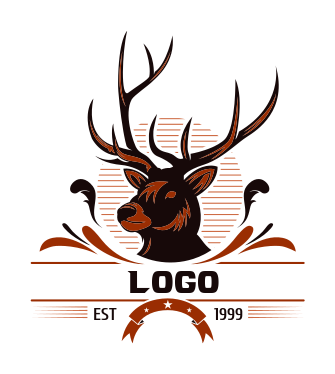 animal logo buck head with ornaments