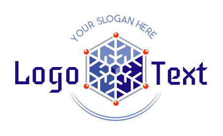 ice or snow flake inside hexagon logo generator