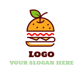 food logo line art burger in shape of orange