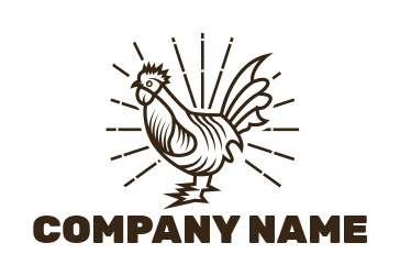 pet logo maker line art chicken with rays