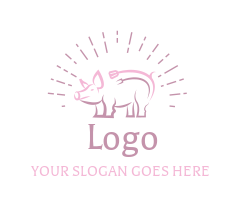 restaurant logo line art pig with fork tail