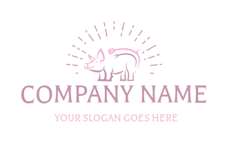 restaurant logo line art pig with fork tail