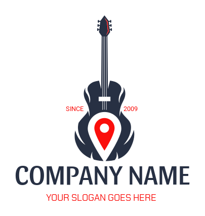 music logo location pin inside acoustic guitar